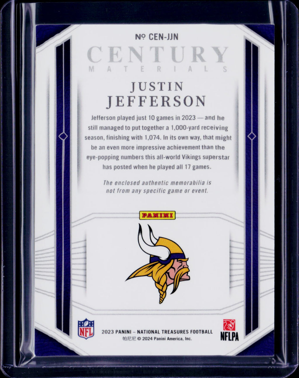 2023 National Treasures Justin Jefferson Ventury Materials /25