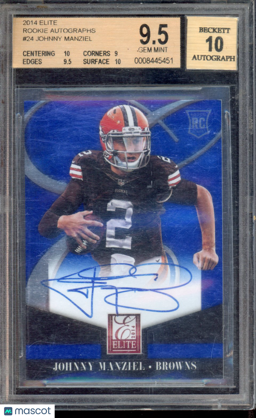 2014 Elite Football Johnny Manziel Rookie Autogrqaphs BGS 9.5