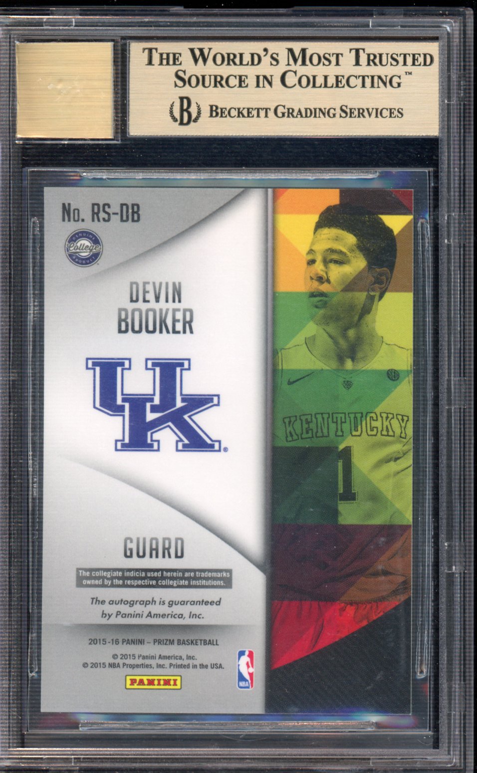 2015-16 Prizm Draft Picks Devin Booker Rookie Auto BGS 9.5 RC