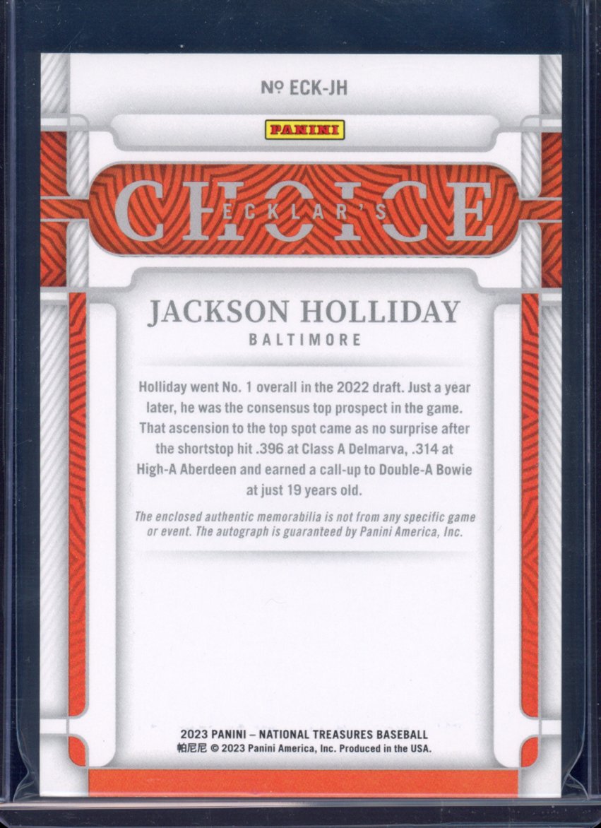 2023 National Treasures Jackson Holliday Ecklar's Choice Patch Auto 05/25