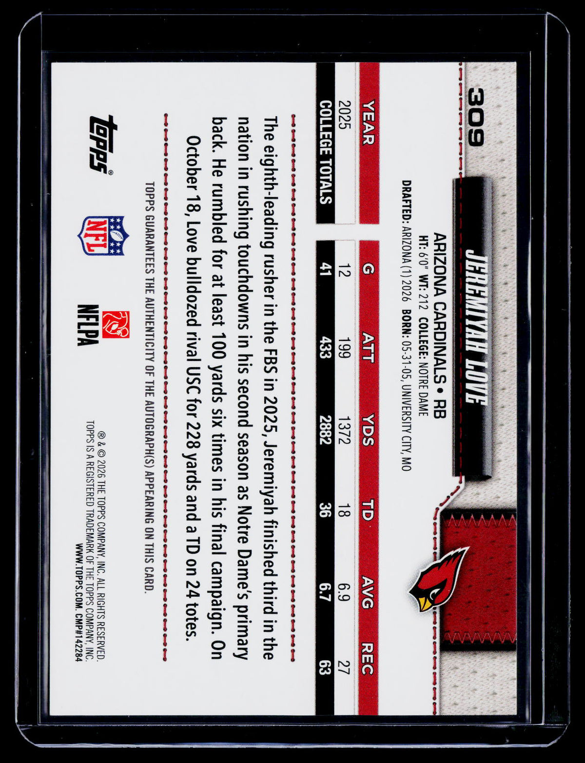 2026 Topps Flagship Jeremiyah Love Rookie Foil Auto RC