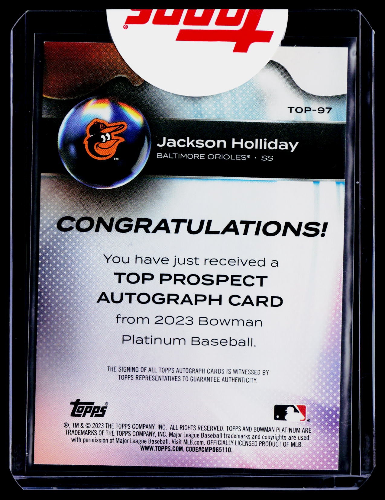 2023 Bowman Platinum Jackson Holliday Variation Auto 29/50