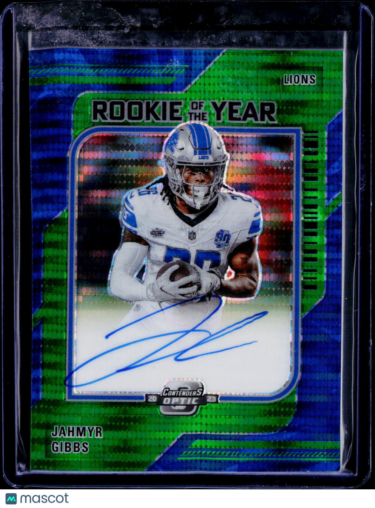 2023 Contenders Optic Jahmyr Gibbs Rookie Of The Year Auto Green Pulsar 30/30