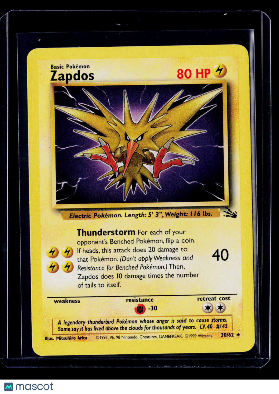 Pokemon Zapdos Base Set