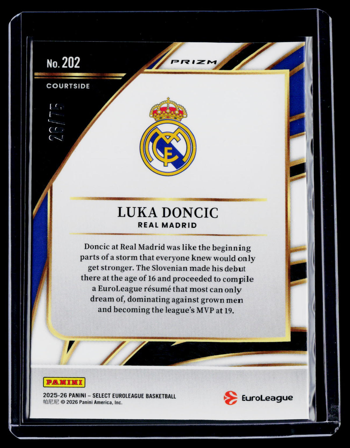 2025-26 Select Euroleague Luka Donic Courtside Neon Green 26/75