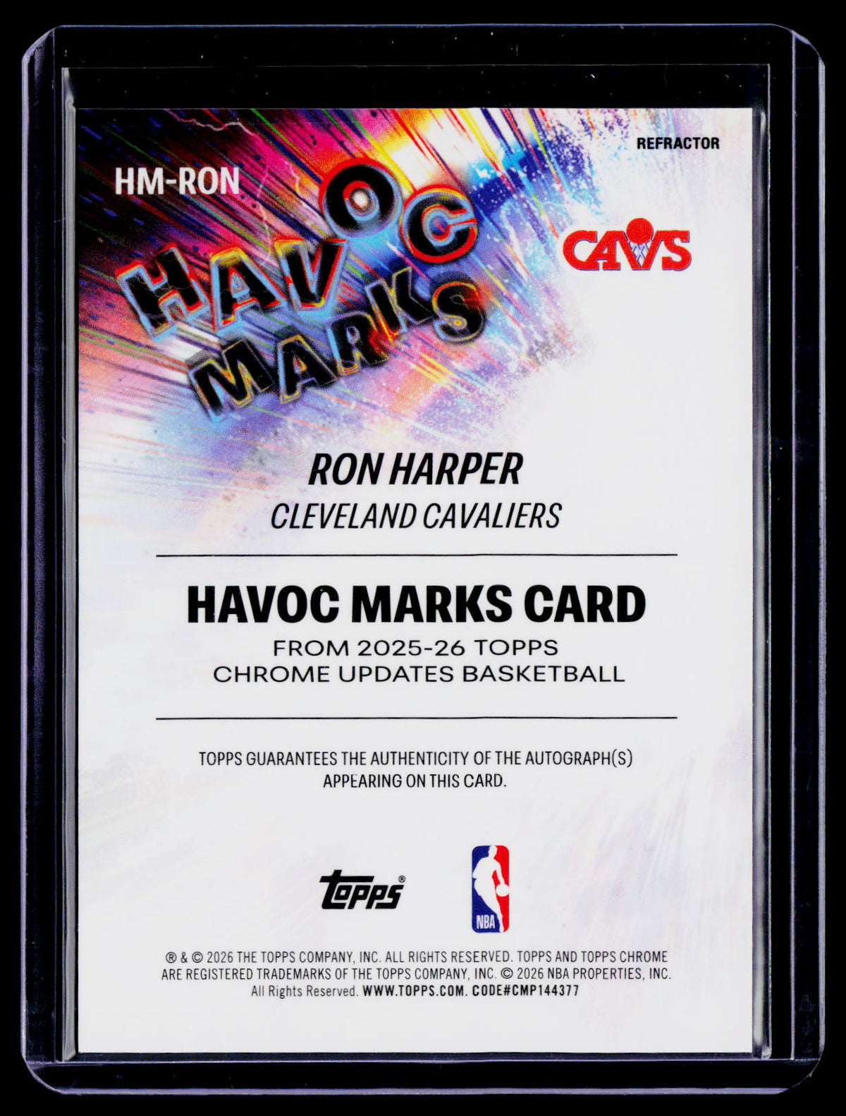 2025 Topps Chrome Update Ron Harper Havoc Marks Refractor Auto