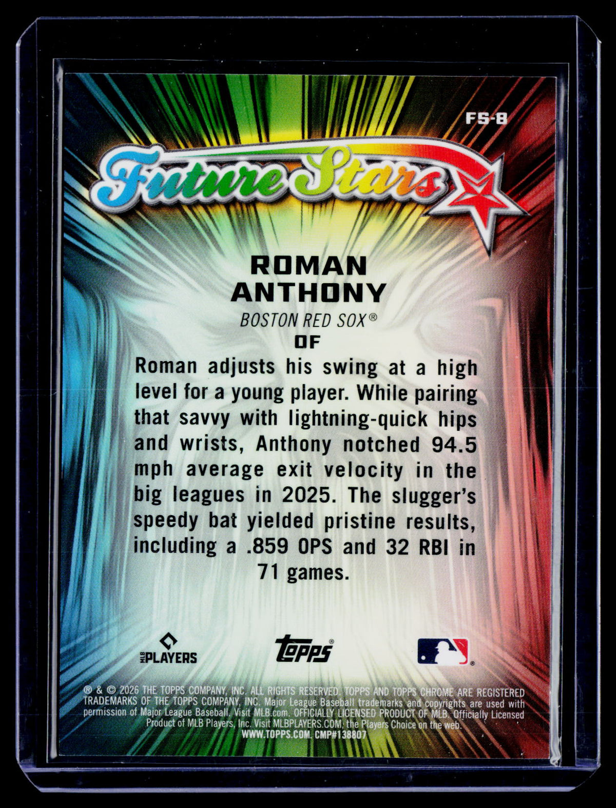 2026 Topps Chrome Logofractor Roman Anthony Rookie Future Stars Purple 47/75