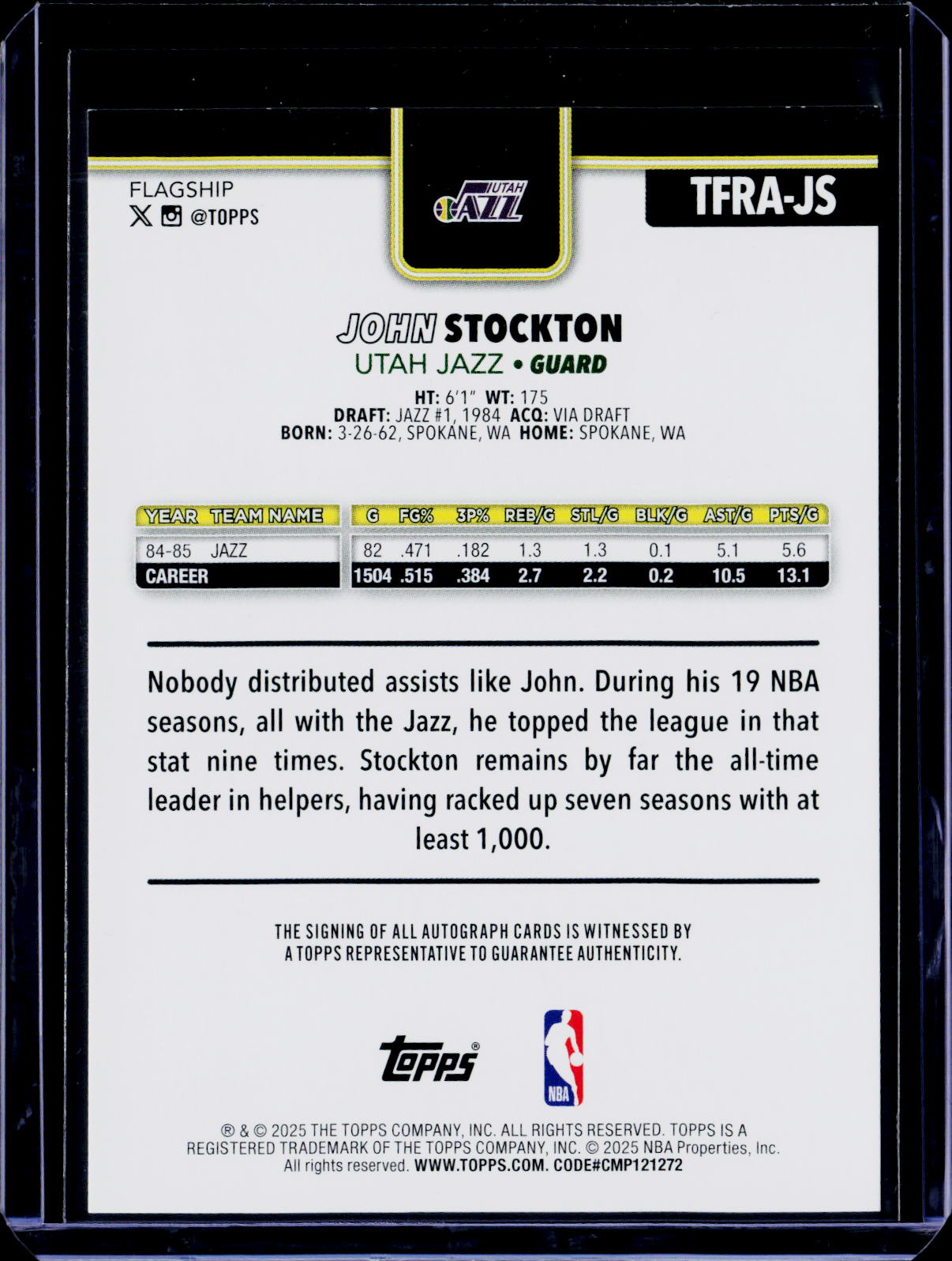 2025 Topps John Stockton Auto