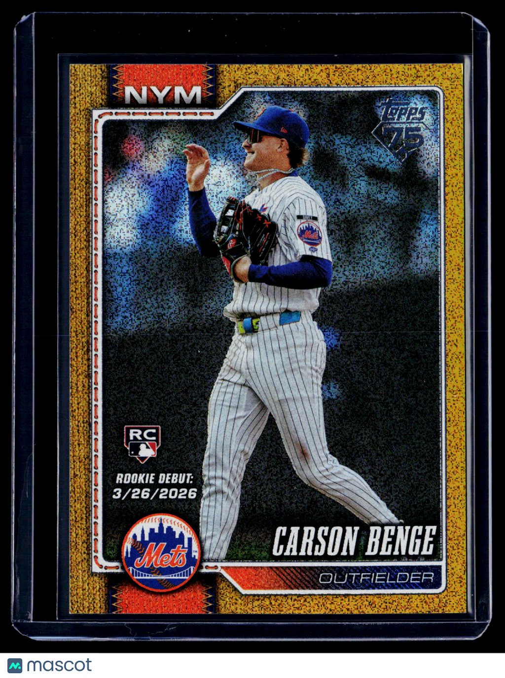 2026 Topps Update Carson Benge Rookie Gold Sand Glitter 2/50 RC