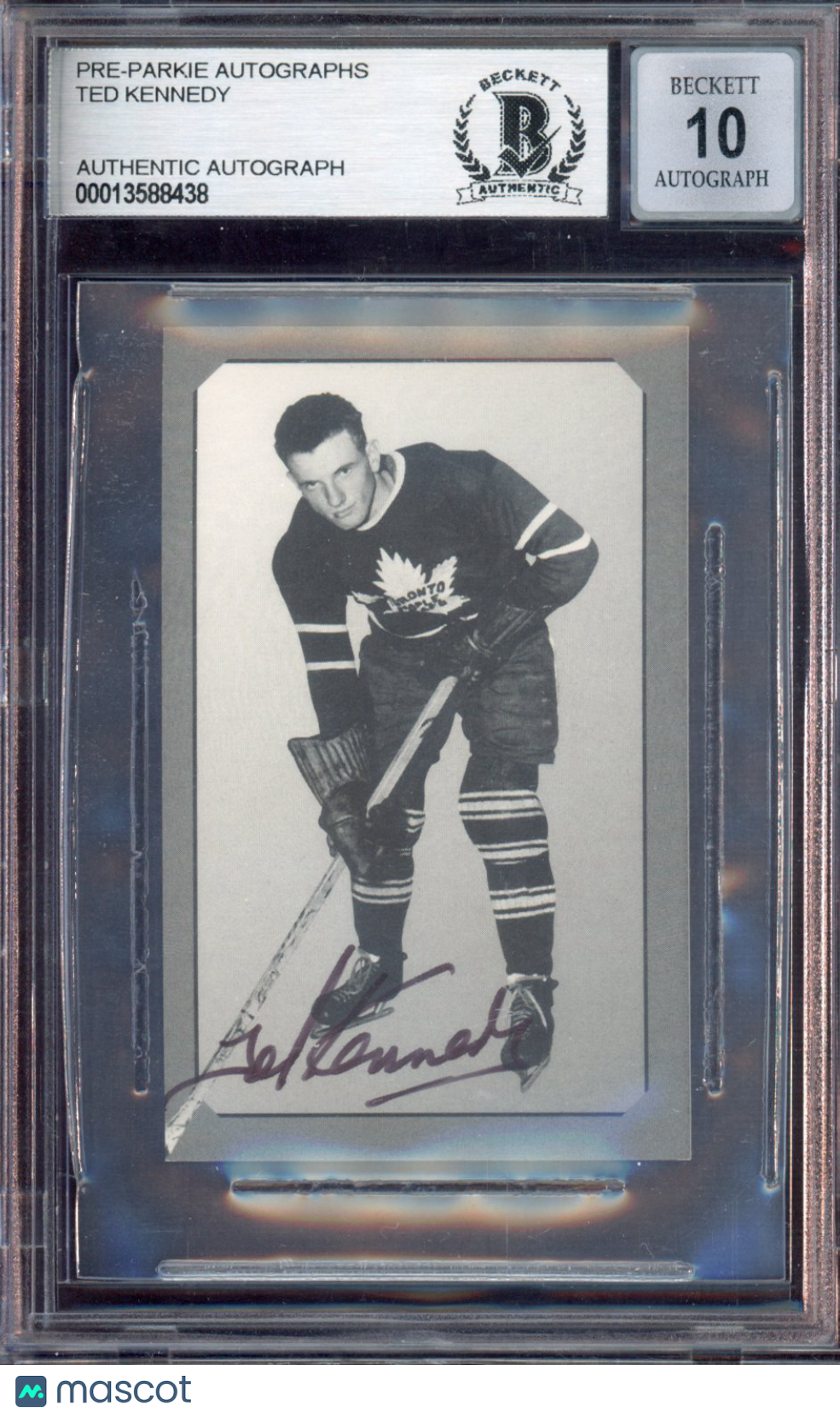 2001-02 Parkhurst Ted Kennedy Pre-Parkie Autographs Auto /500 BGS Authentic