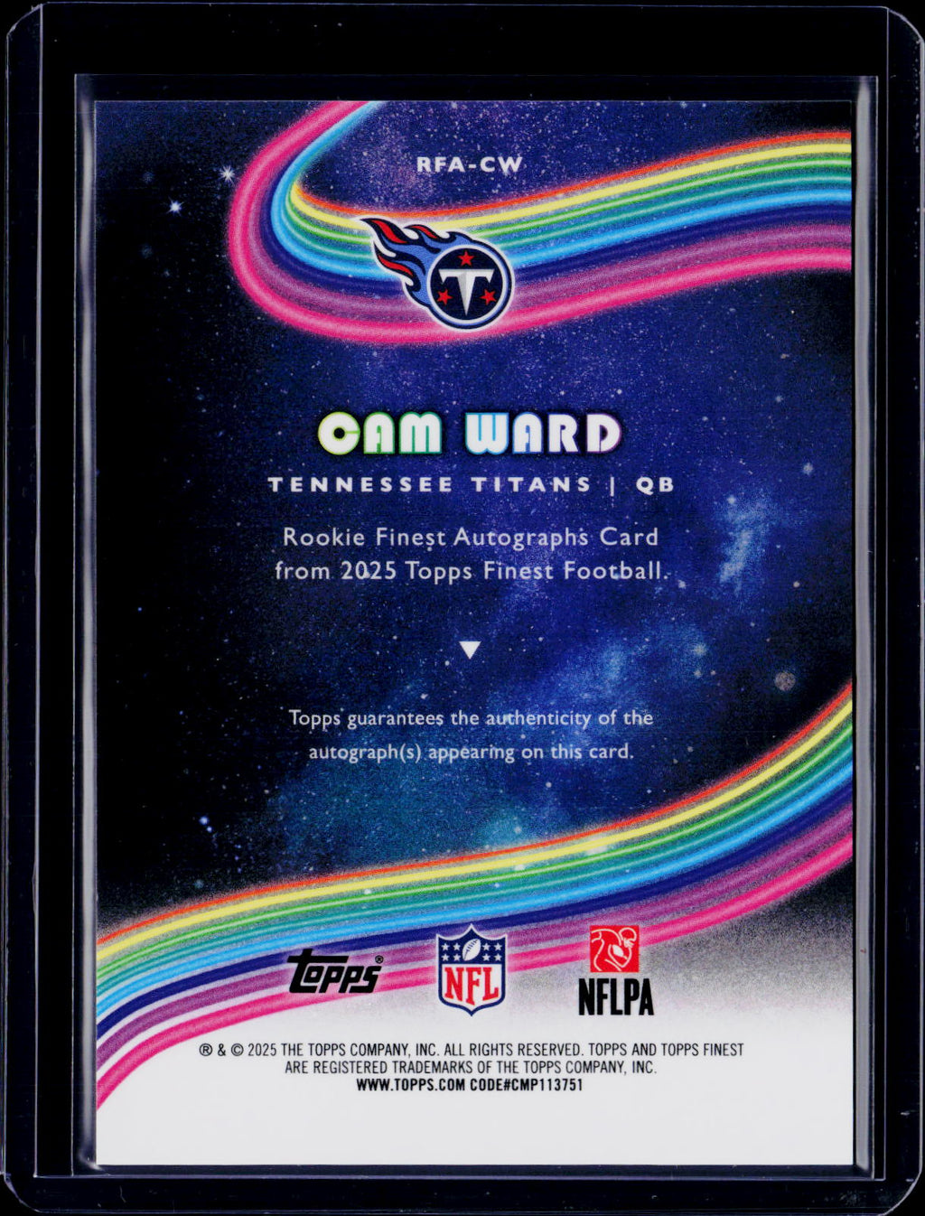 2025 Topps Finest Cam Ward Finest Autographs