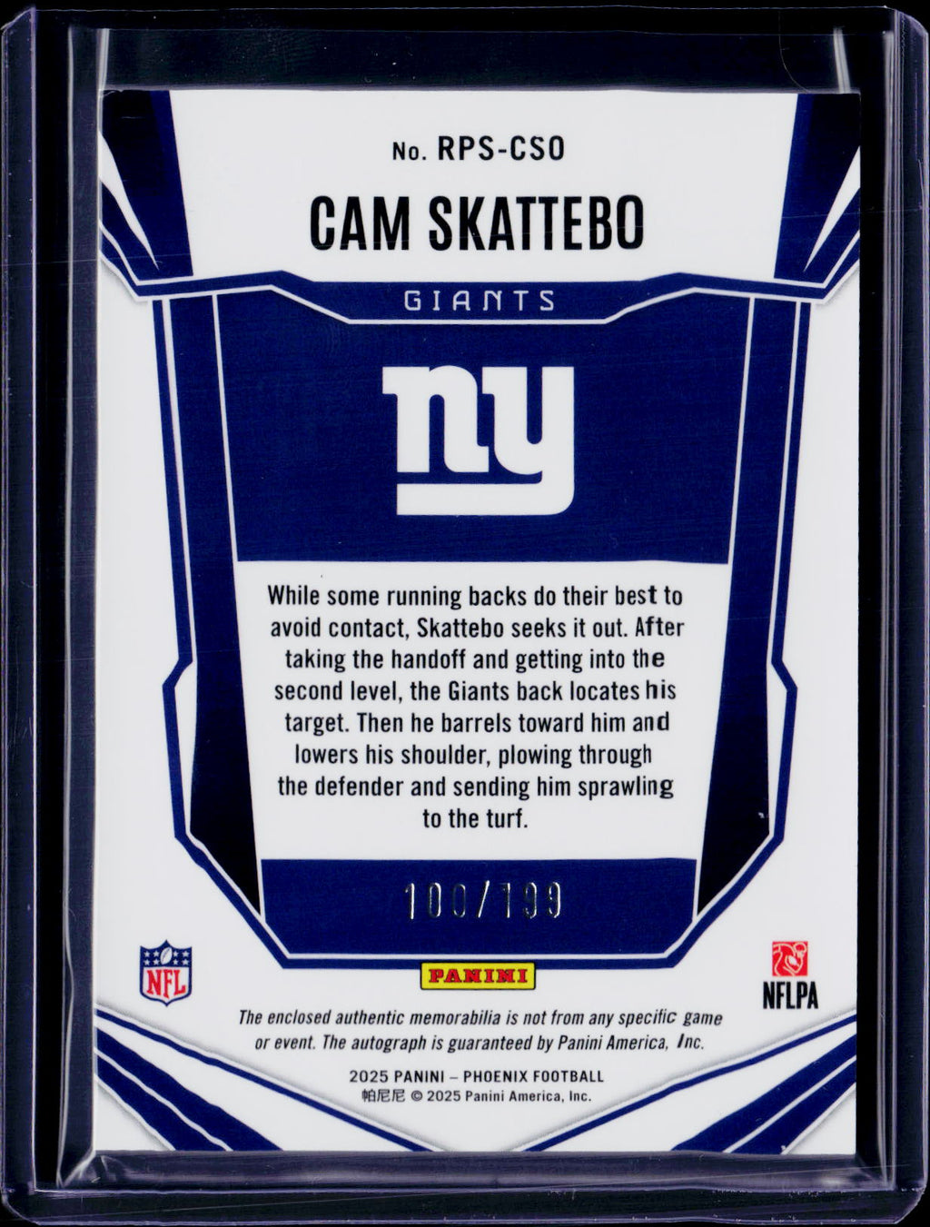 2025 Phoenix Cam Skattebo Jumbo Rookie Patch Auto /199