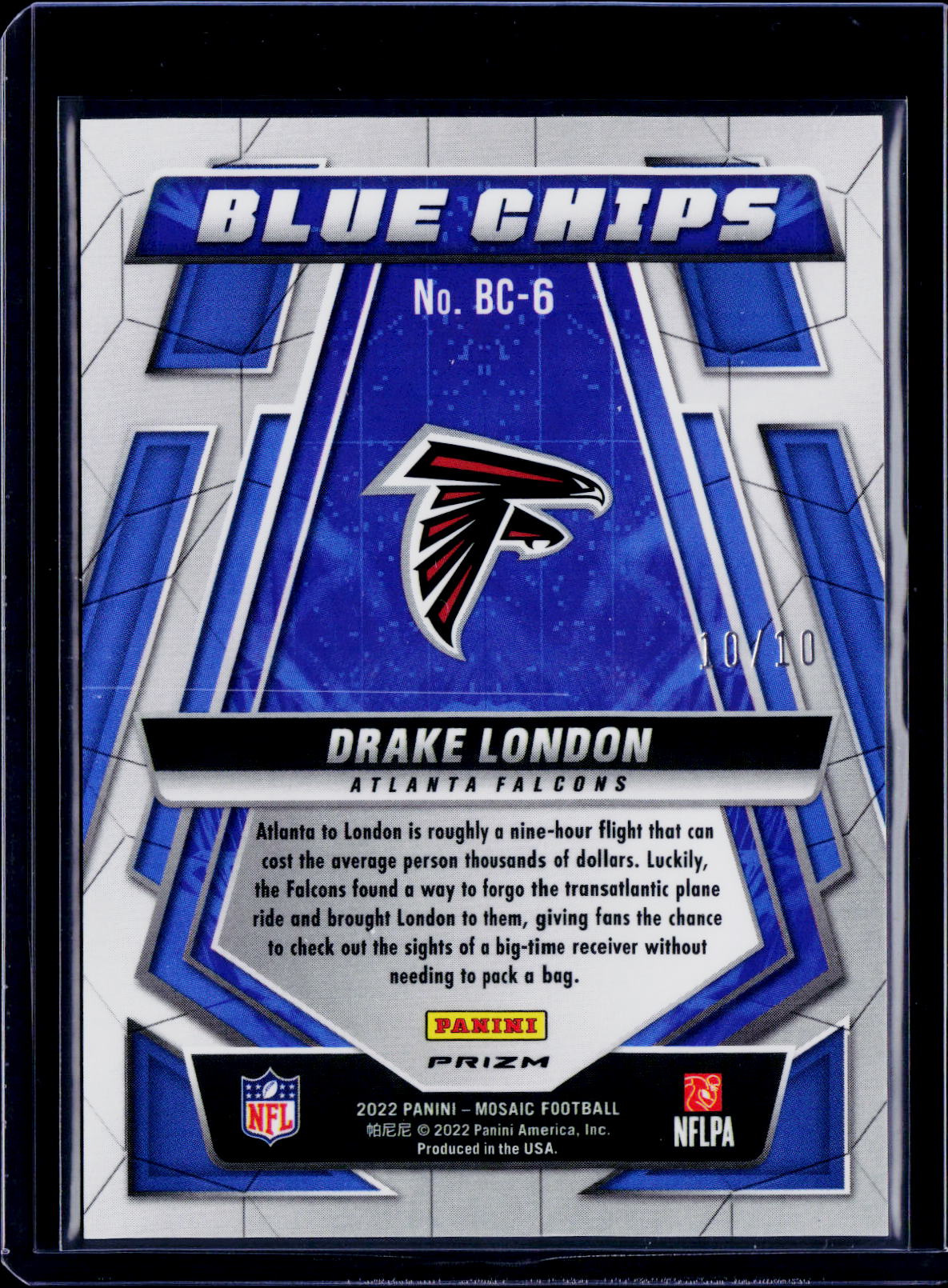 2022 Moasic Drake London Blue Chips Gold 10/10 RC
