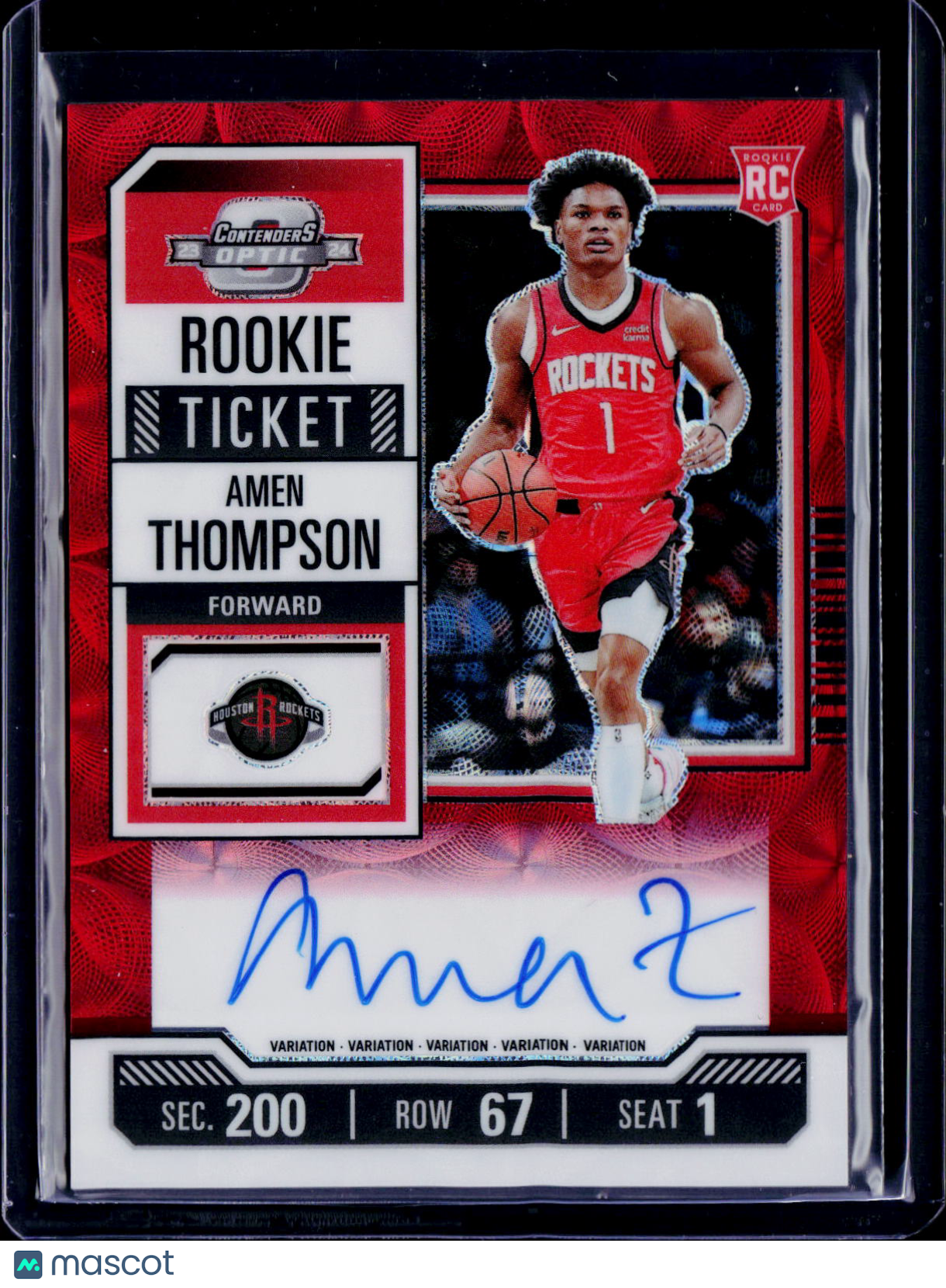 2023-24 Panini Contenders Optic Amen Thompson Rookie Variation Red Scope Auto RC