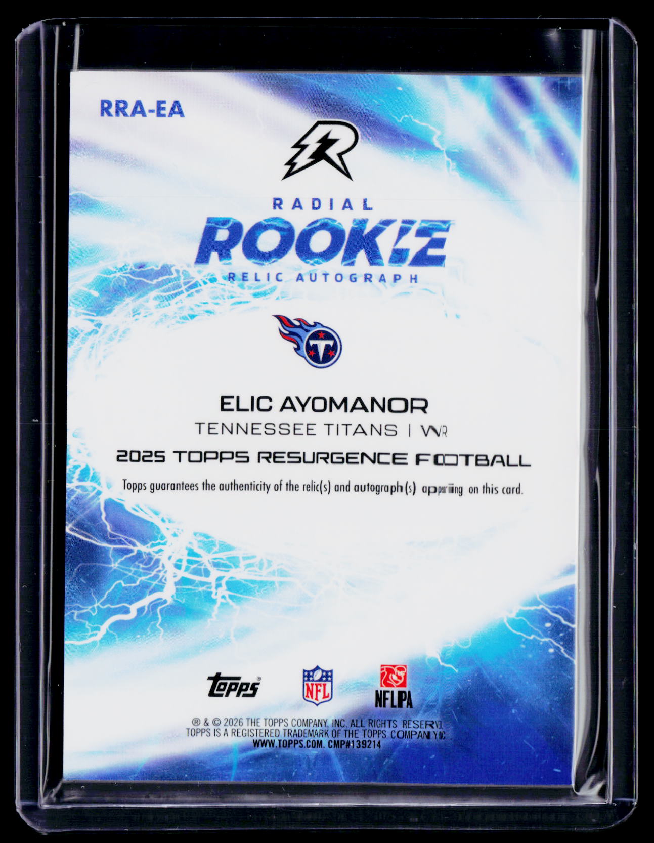 2025 Topps Resurgence Elic Ayomanor Orange Static Rookie Patch Auto RPA 5/25 RC