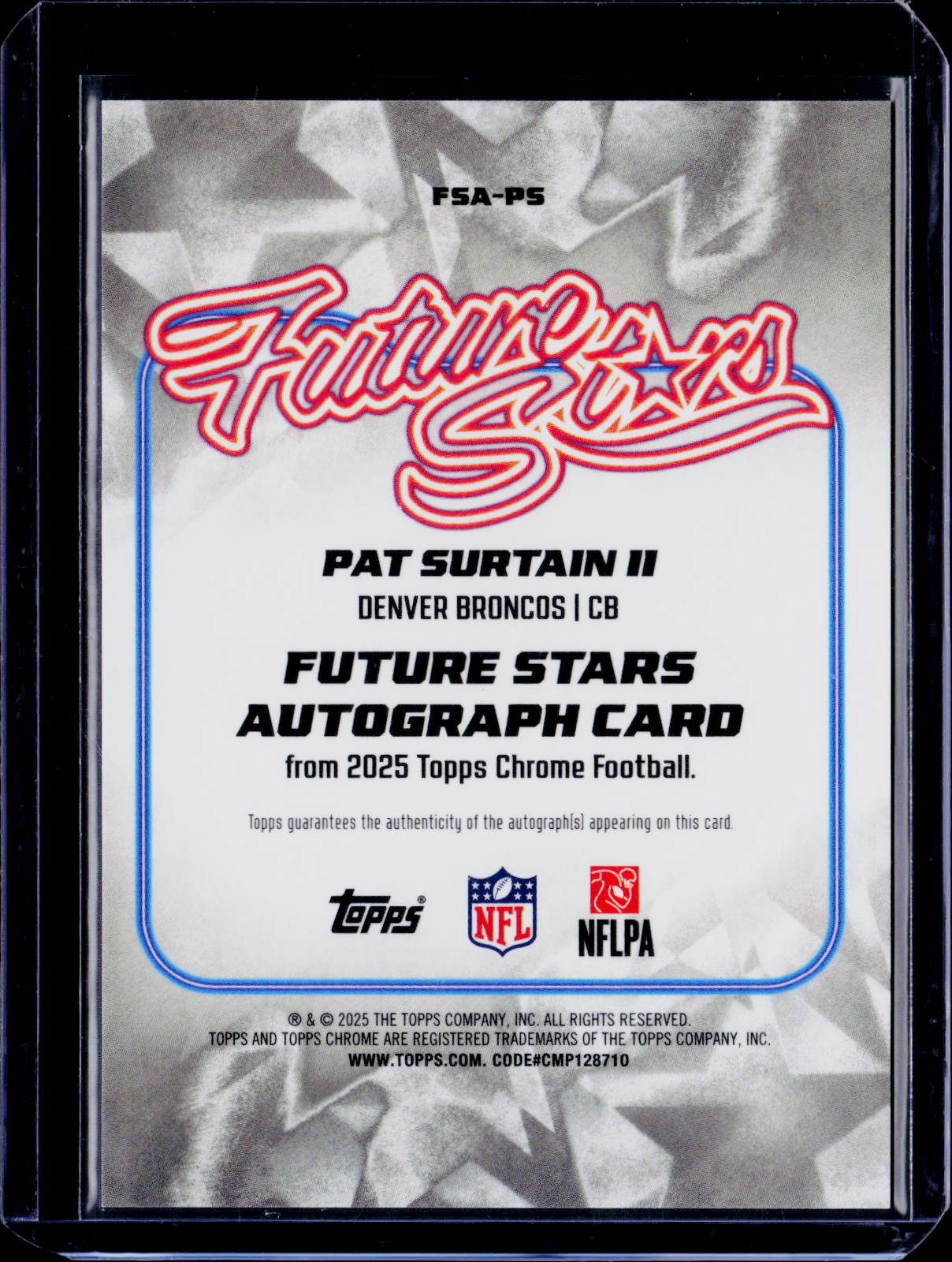 2025 Topps Chrome Pat Surtain II Auto 16/25