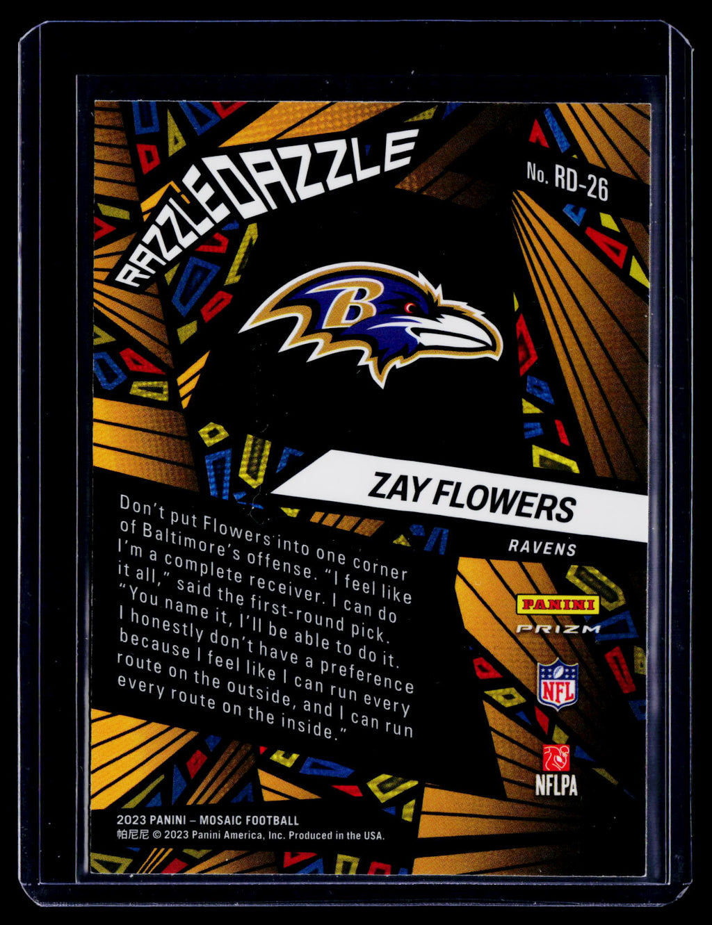 2023 Panini Mosaic Zay Flowers Rookie Razzle Dazzle RC