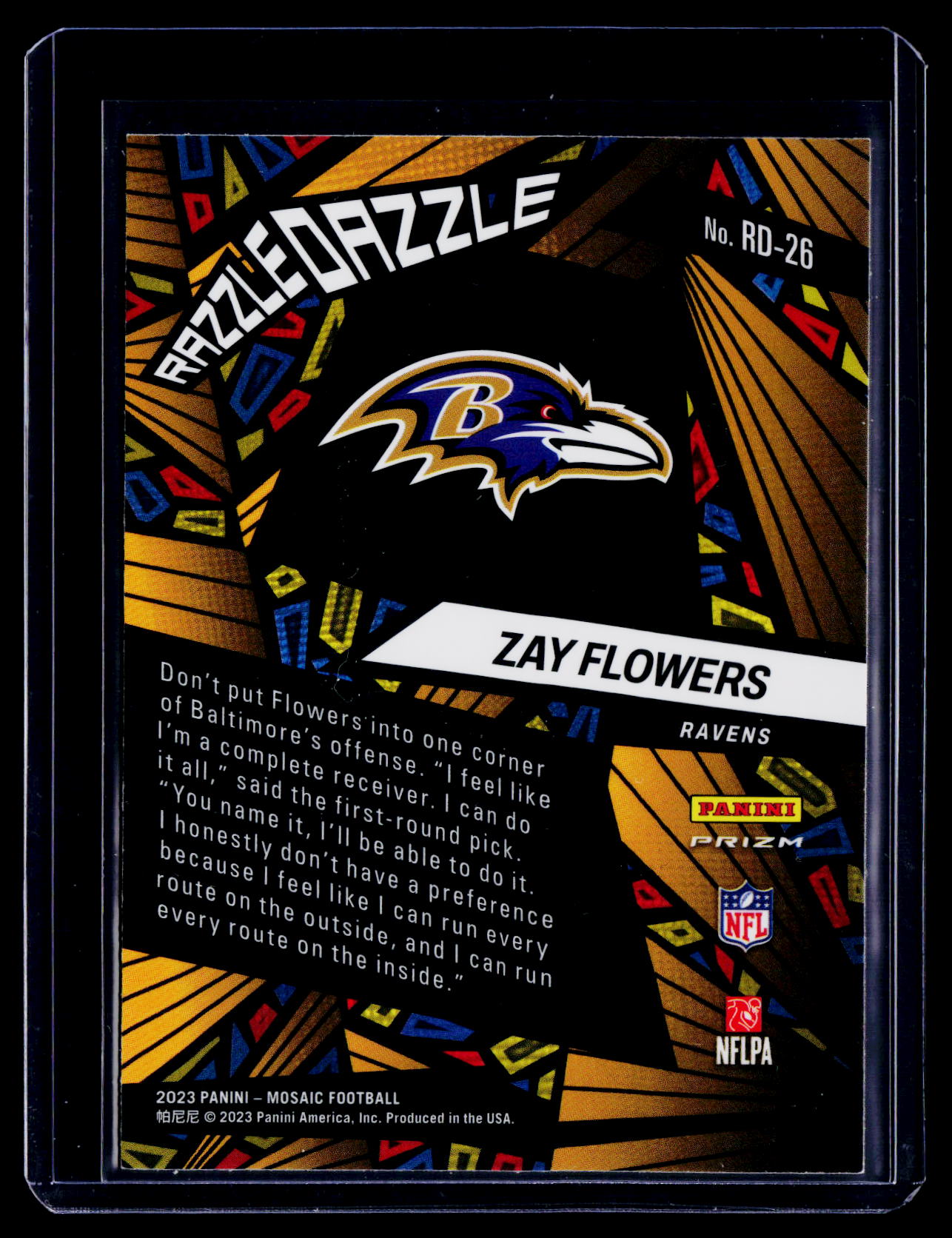 2023 Panini Mosaic Zay Flowers Rookie Razzle Dazzle RC
