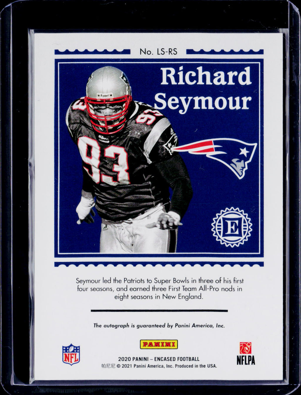 2020 Encased Richard Seymour Legendary Signatures 21/50