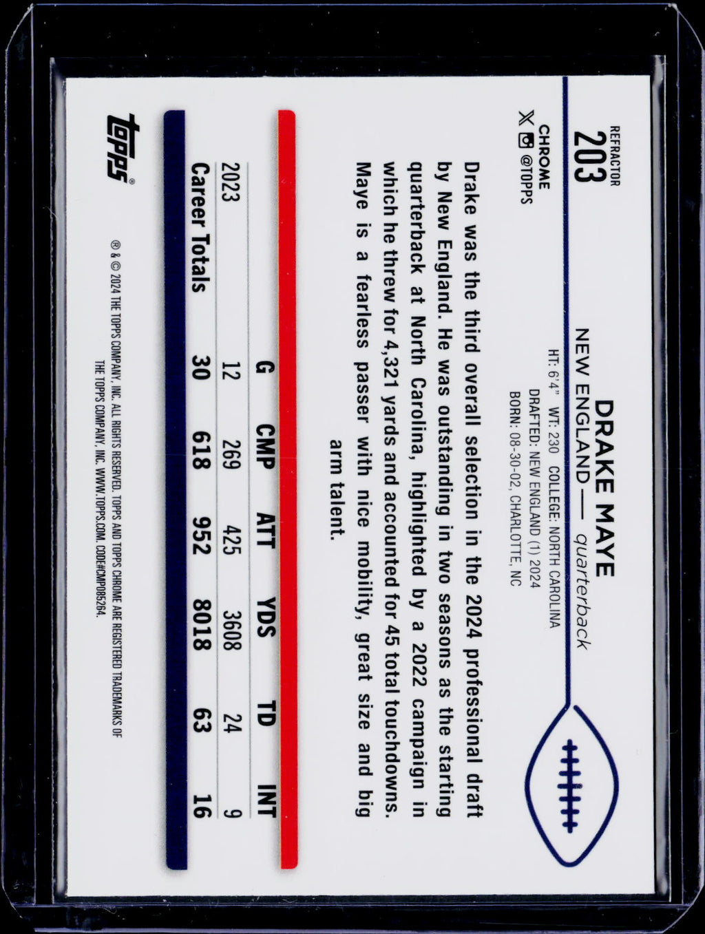 2025 Topps Chrome Drake Maye Refractor