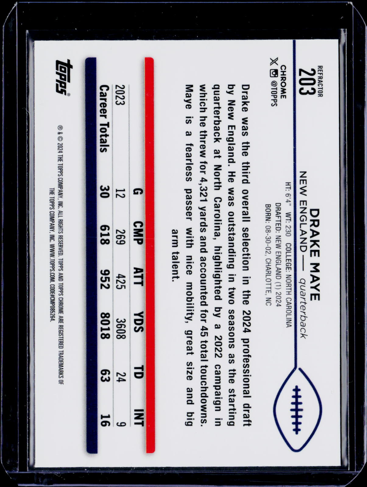 2025 Topps Chrome Drake Maye Refractor