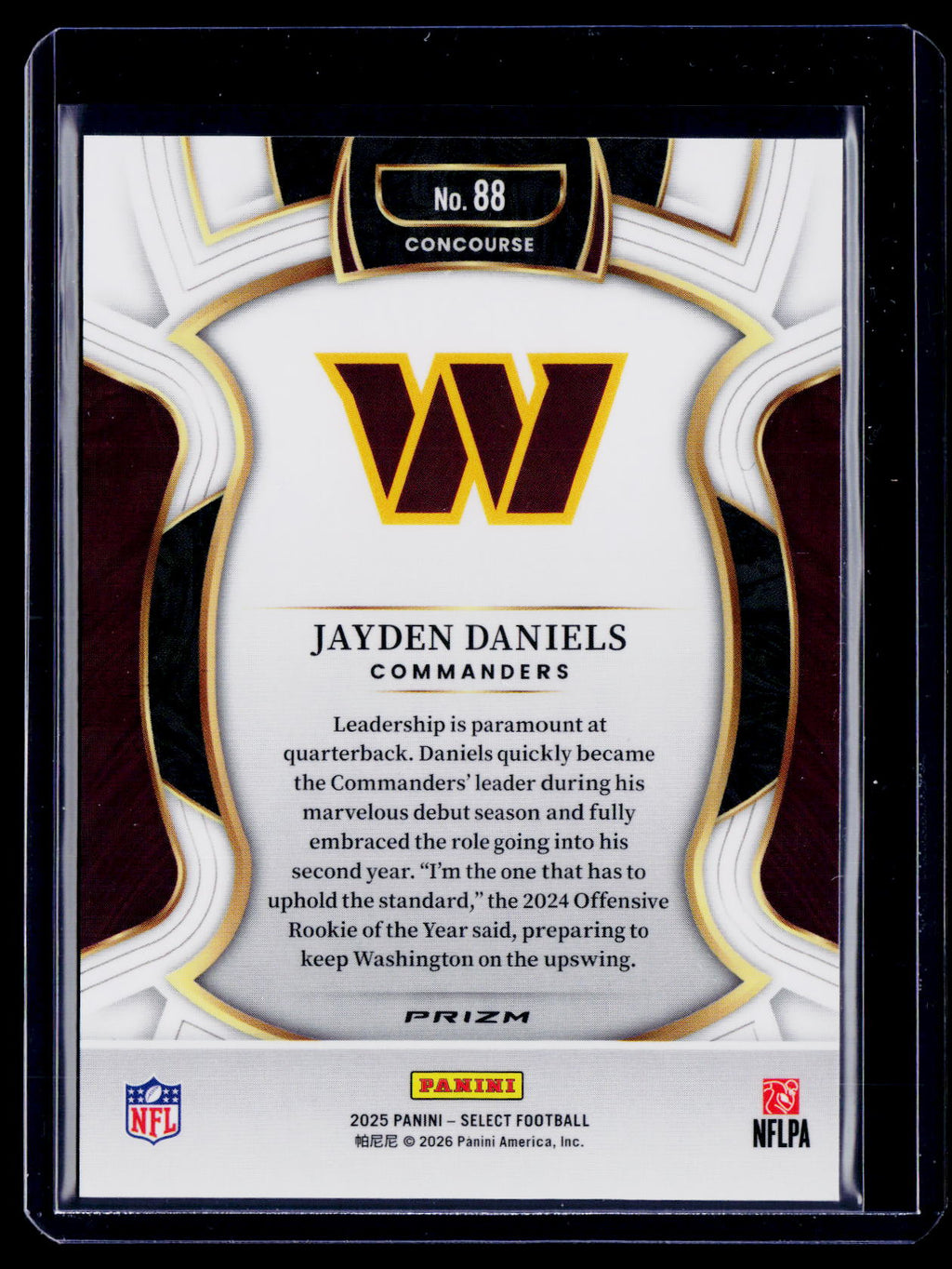 2025 Select Jayden Daniels Concourse Zebra Case Hit