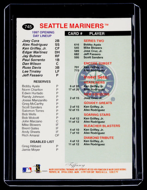 1997 Fleer Ken Griffey Jr. Team Checklist Tiffany