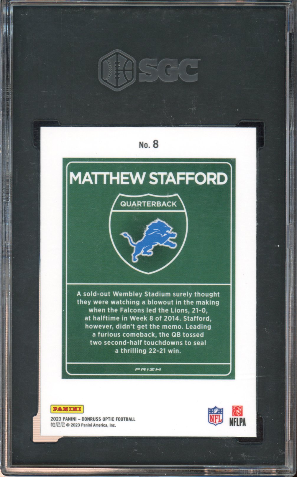 2023 Panini Dornuss Optic Matthew Stafford International Downtown SGC 10
