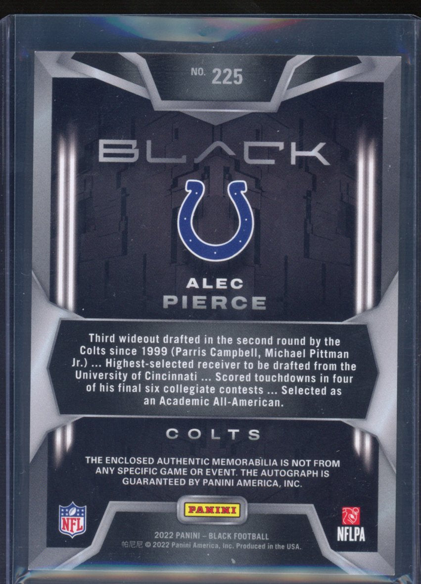 2022 Black Alec Pierce Rookie Patch Auto 195/199 RC