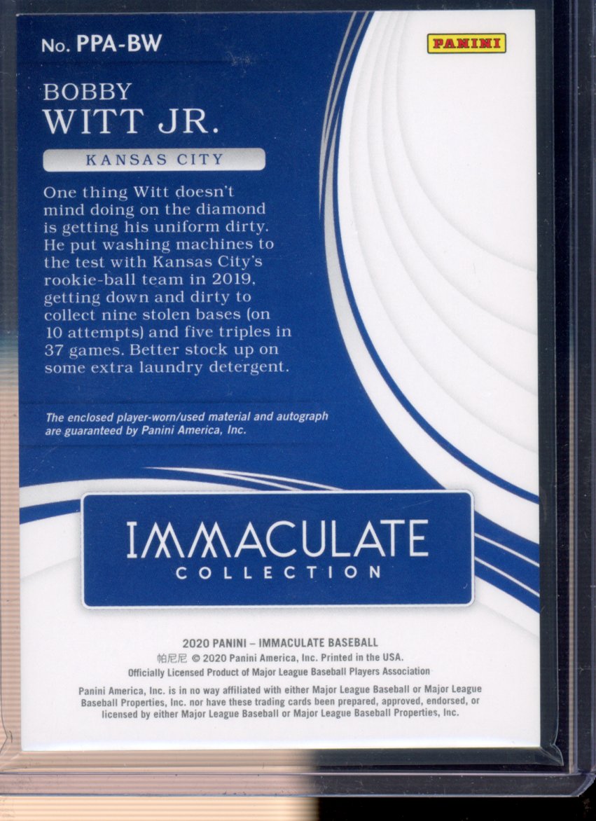2020 Immaculate Bobby Witt Jr Prospect Patch Auto 12/15