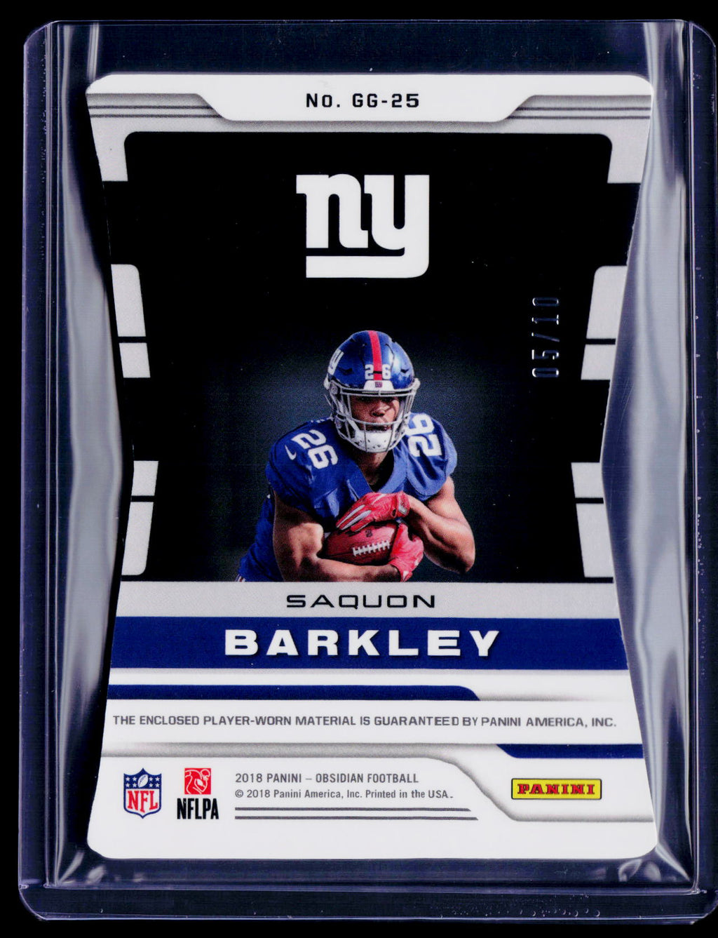 2018 Obsidian Saquon Barkley Rookie Patch 5/10 RC