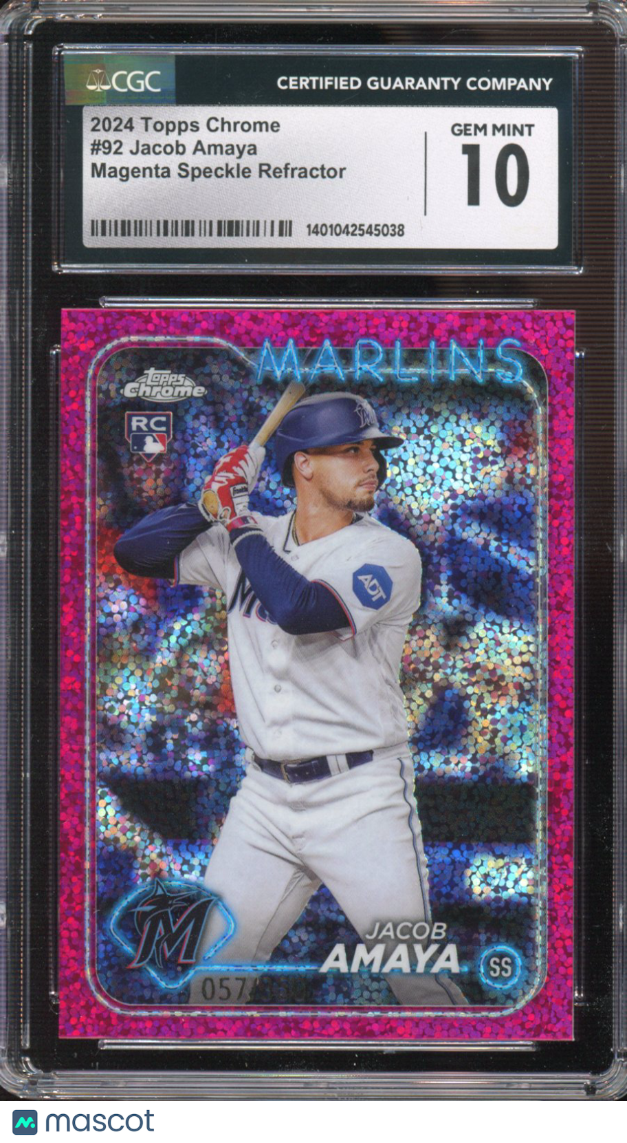 2024 Topps Chrome Jacob Amaya Rookie Magenta Speckle 57/350 CGC 10 RC