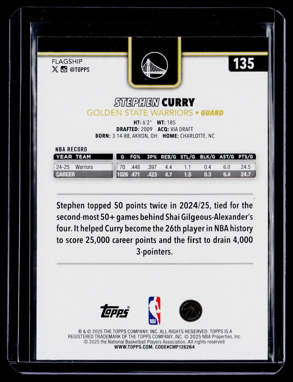 2025-26 Topps Flagship Stephen Curry Blackout Black Friday Exclusive