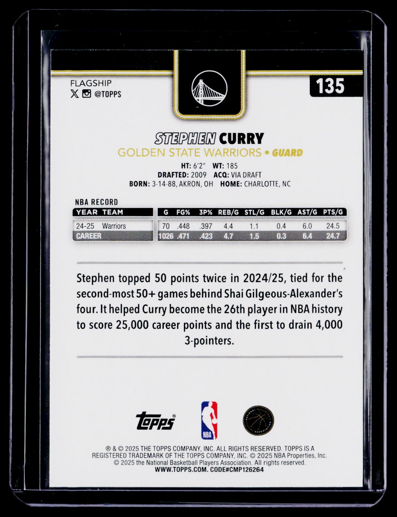 2025-26 Topps Flagship Stephen Curry Blackout Black Friday Exclusive