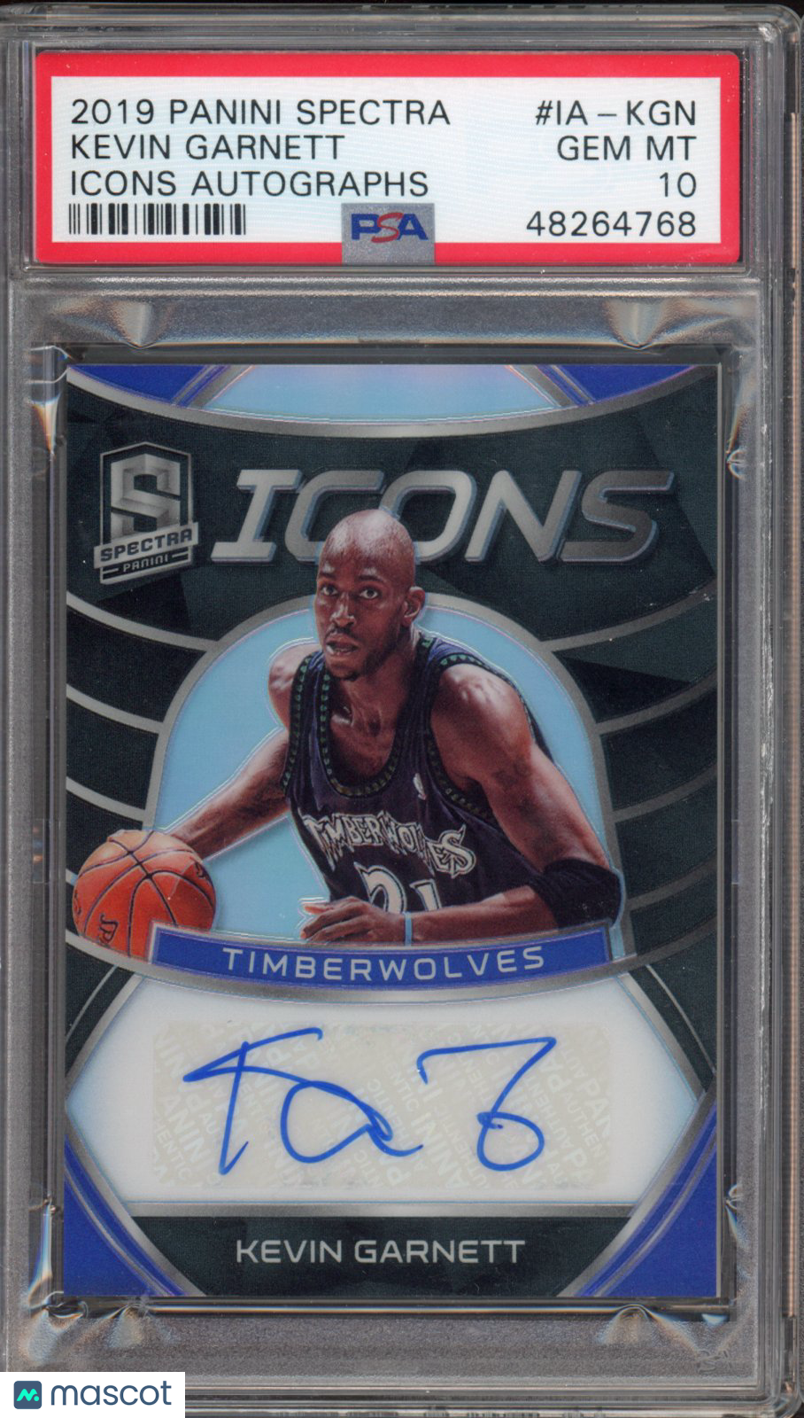 2019 Spectra Kevin Garnett Icons Autograph PSA 10