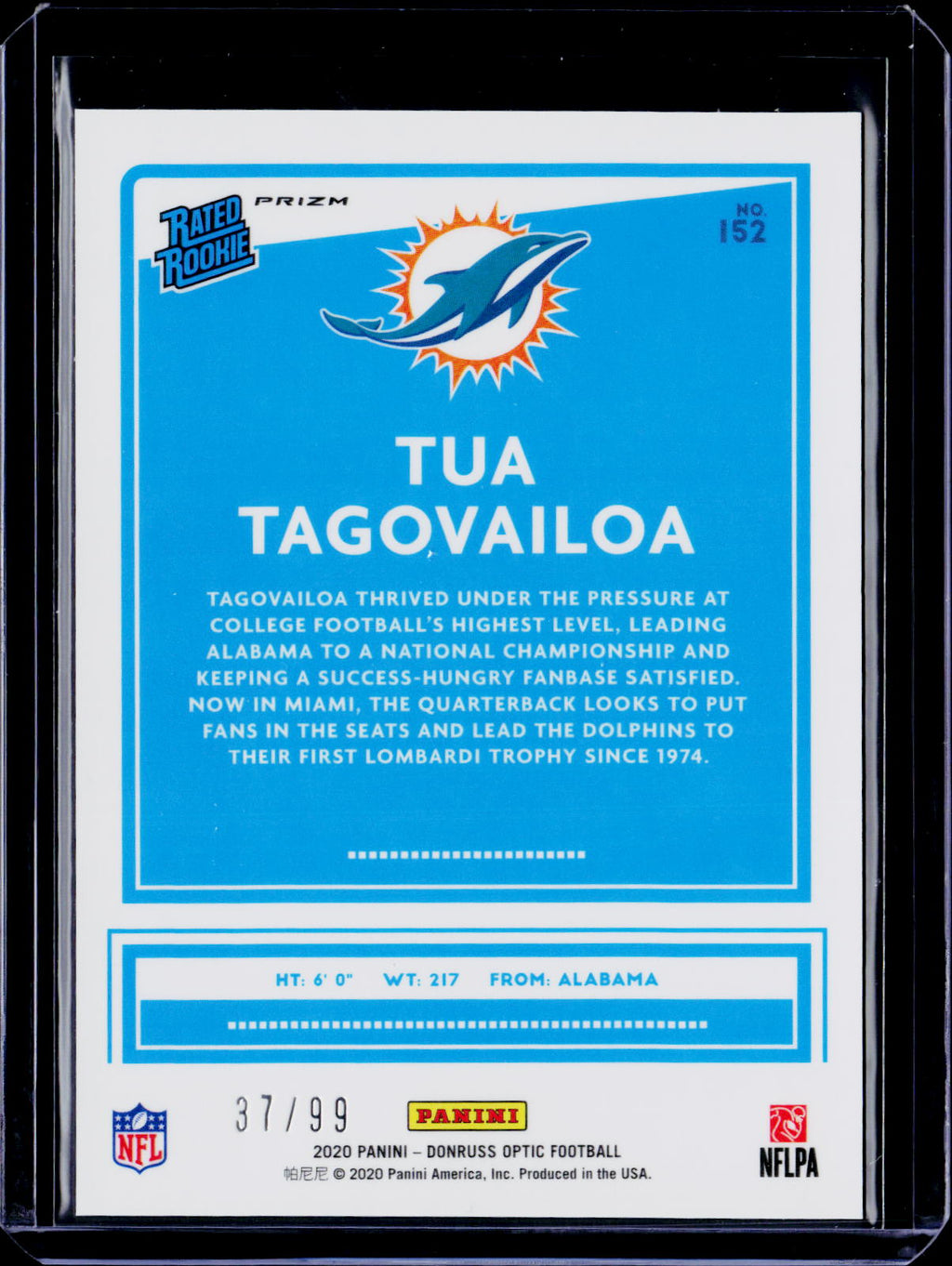 2020 Donruss Optic Tua Tagovailoa Red 37/99 RC