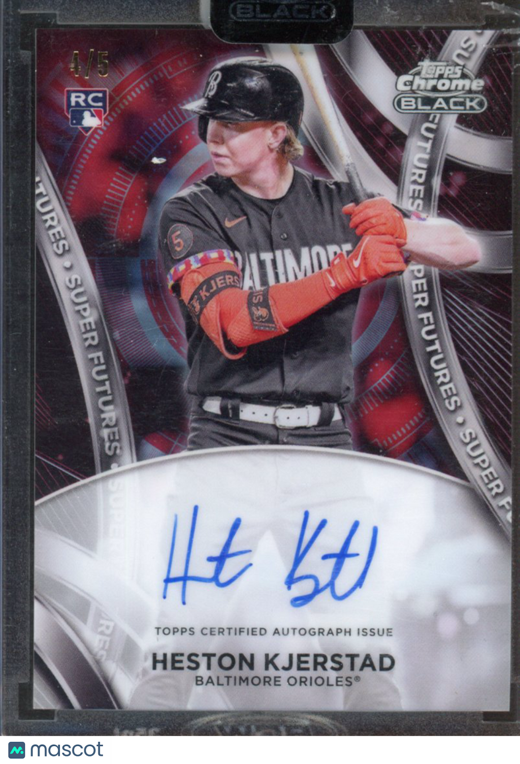 2024 Topps Chrome Black Heston Kjerstad Super Future Auto 4/5