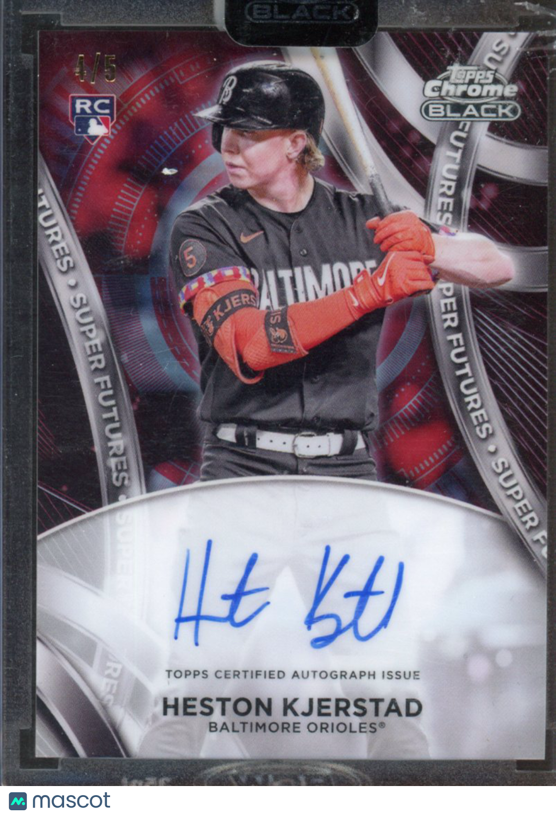 2024 Topps Chrome Black Heston Kjerstad Super Future Auto 4/5