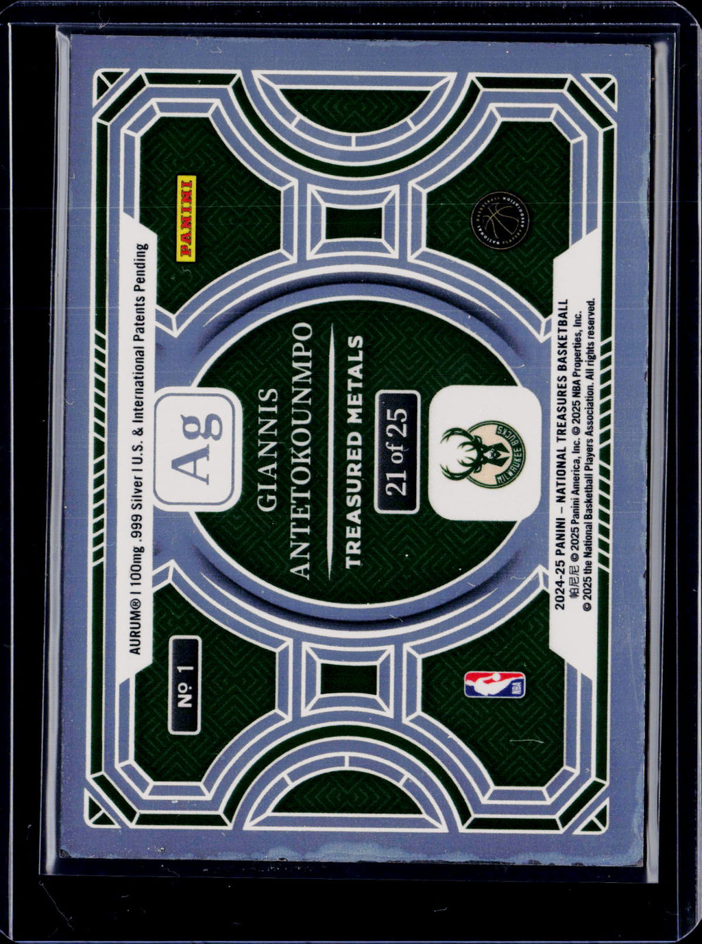 2024-35 National Treasures Giannis Antetokounmpo Treasured Metals /25