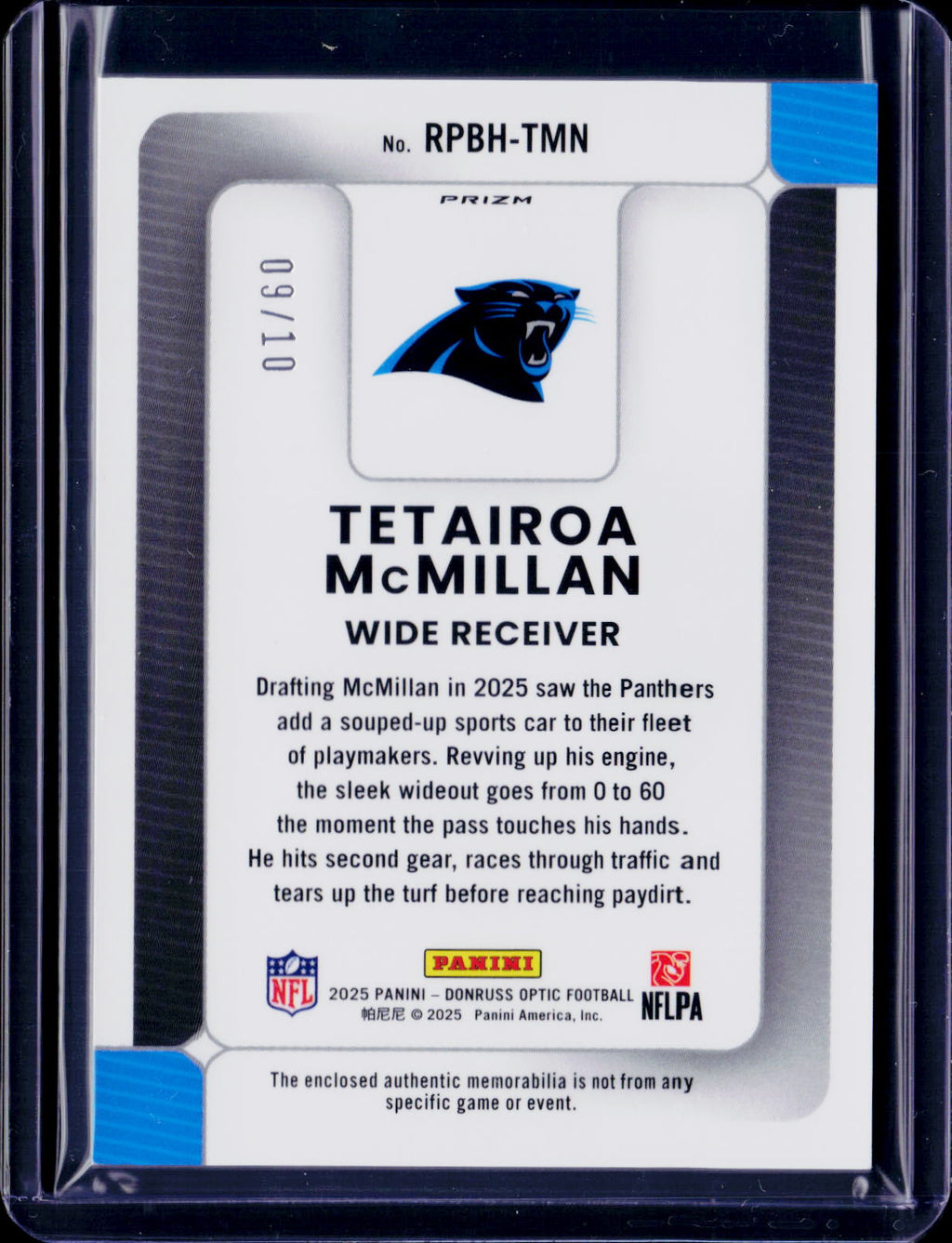 2025 Donruss Optic Tetairoa McMillan Rookie Phenom Phenom Gold Patch /10