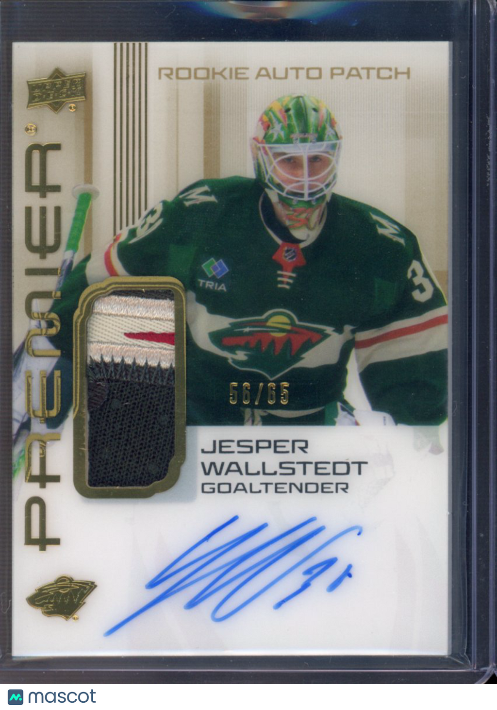2024-25 Upper Deck Premier Jesper Wallstedt Rookie Patch Auto 56/65