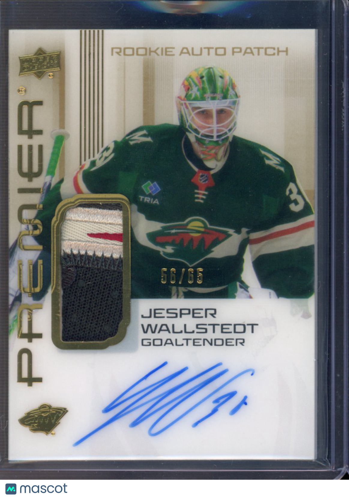 2024-25 Upper Deck Premier Jesper Wallstedt Rookie Patch Auto 56/65