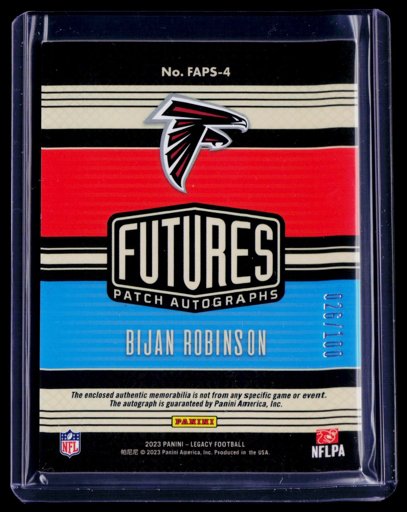 2023 Legacy Bijan Robinson Rookie Patch Auto RPA 26/100 RC