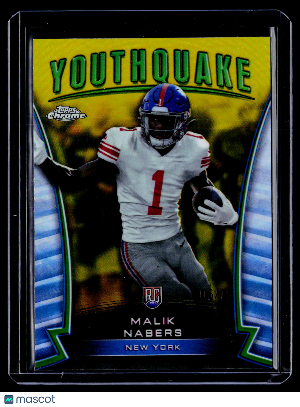 2024 Topps Chrome Malik Nabers Rookie Yellow Youthquake 6/75 RC