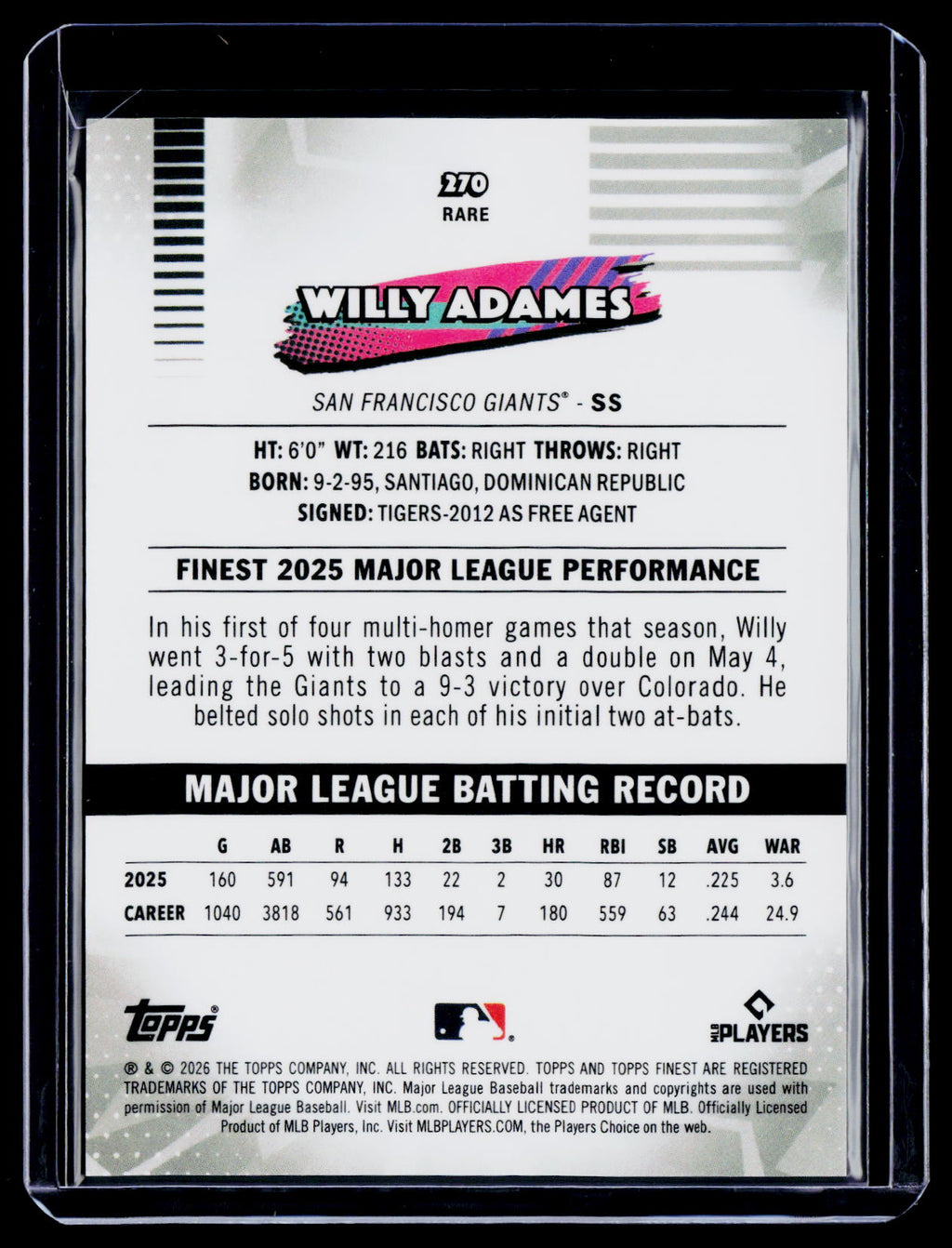 2026 Topps Finest Willy Adames Red Geometric 3/5