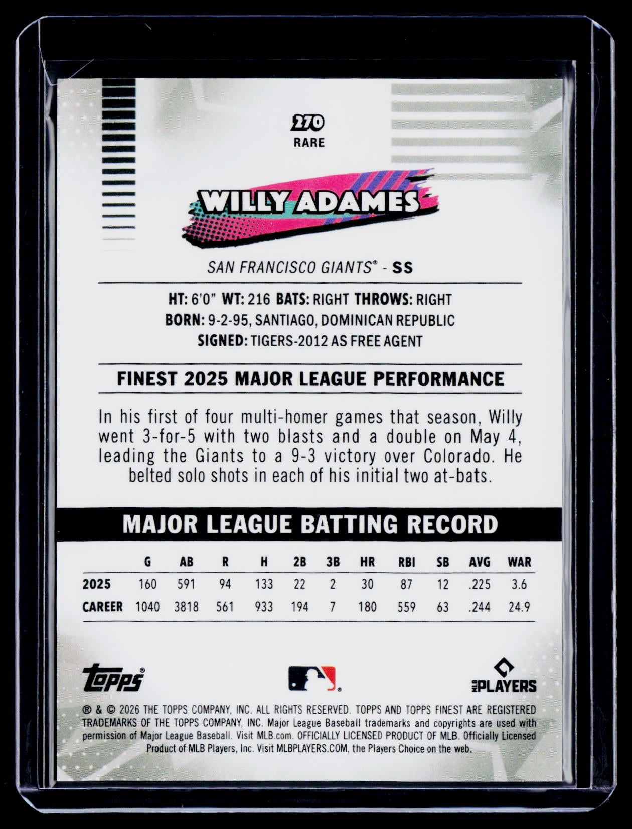 2026 Topps Finest Willy Adames Red Geometric 3/5