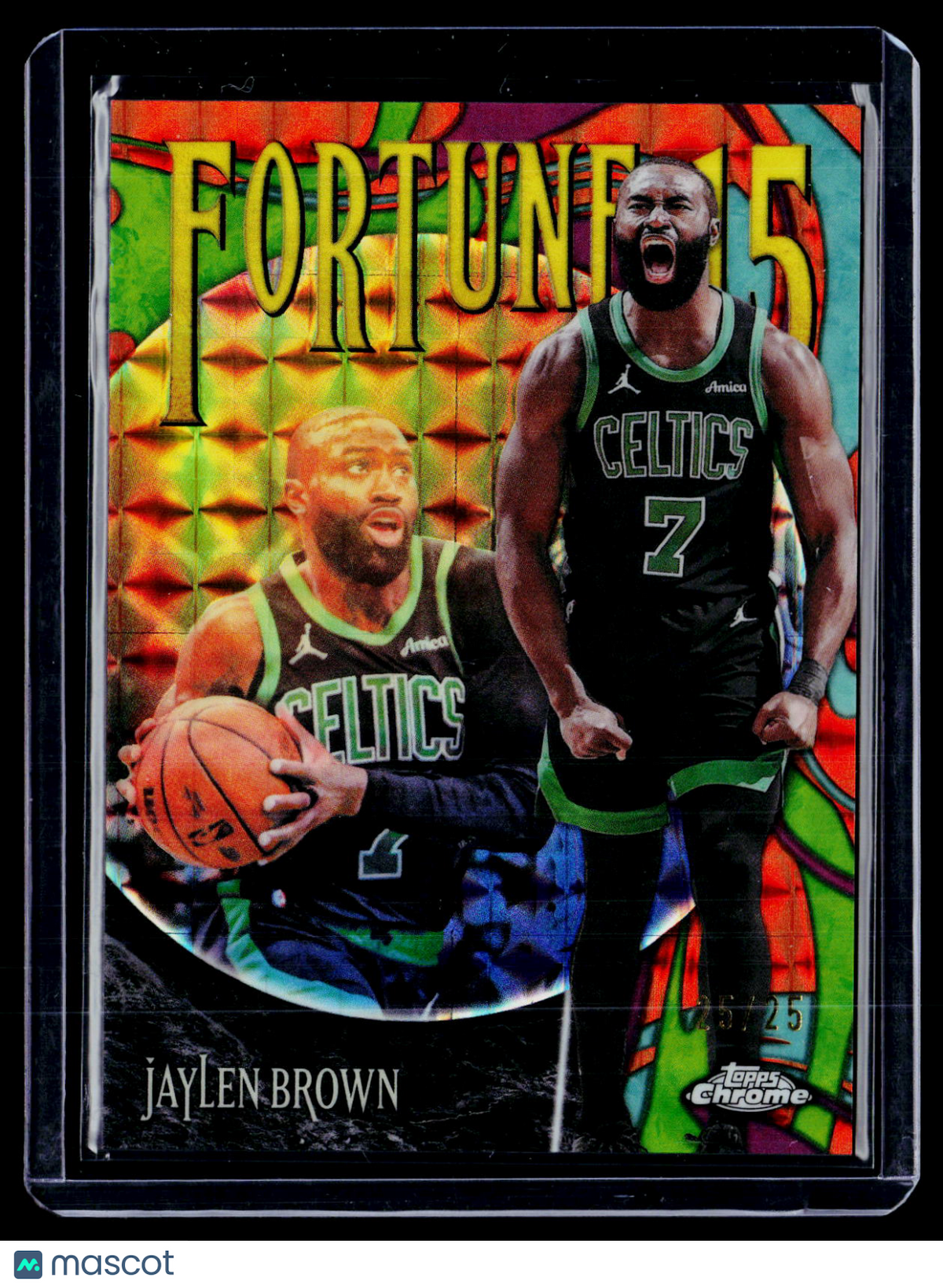 2025 Topps Chrome Update Jaylen Brown Fortune 15 Orange Geometric 25/25