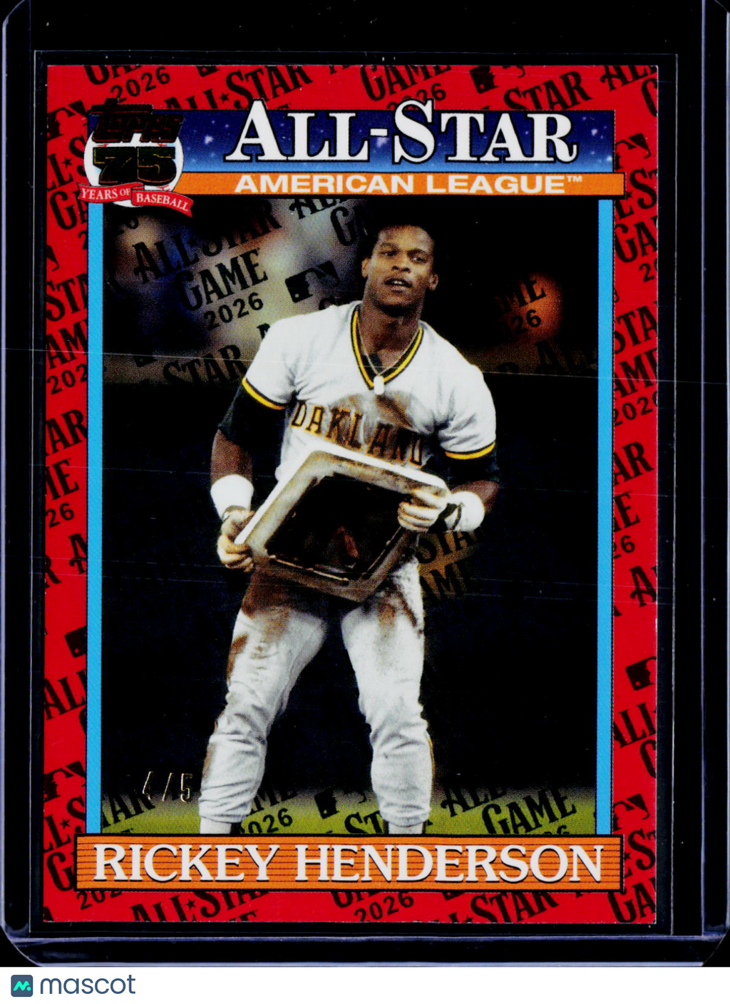 2026 Topps Series 2 Rickey Henderson All-Star Game Parallel Red 4/5