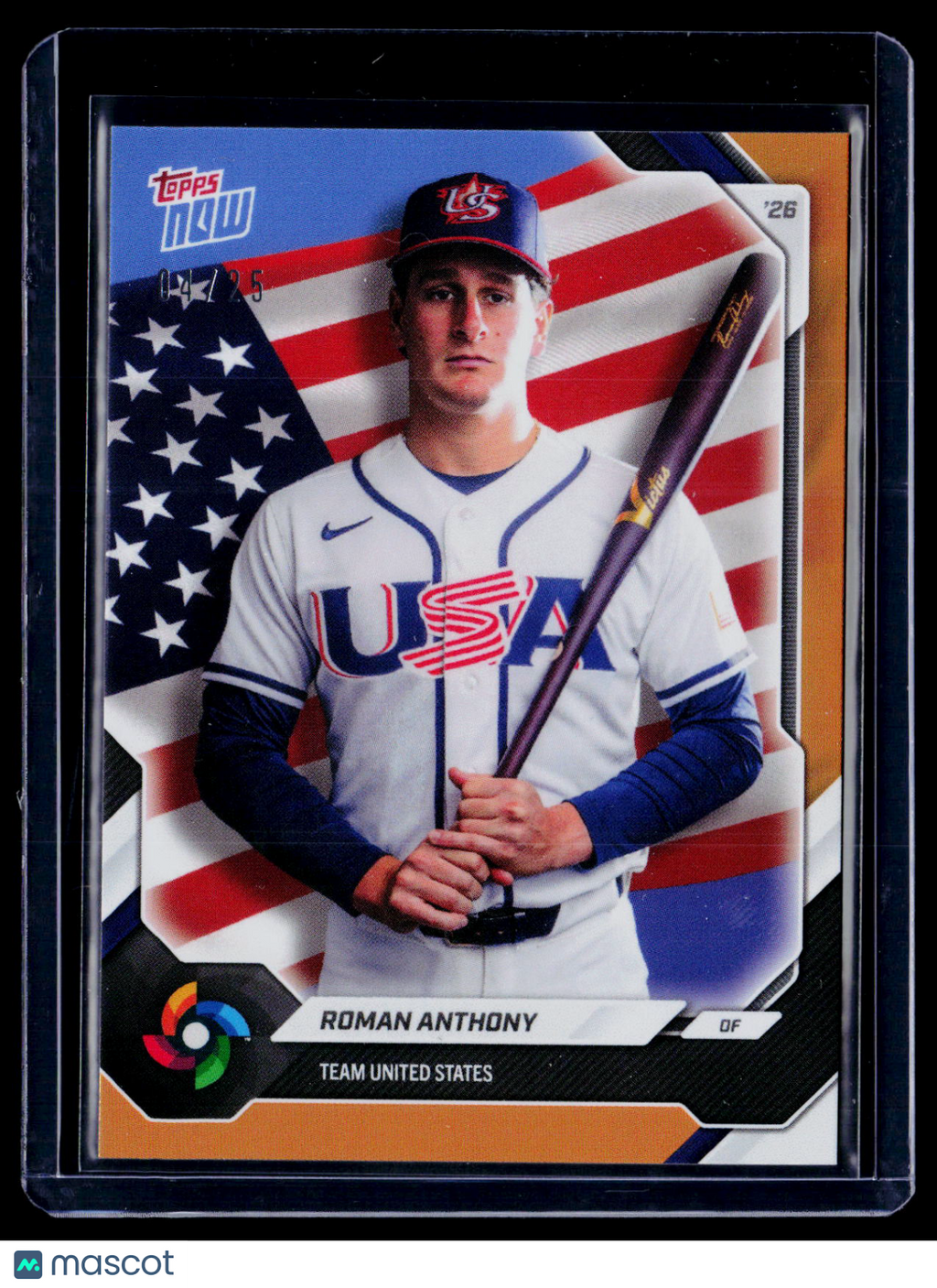 2025 Topps Now Roman Anthony Orange WBC 4/25