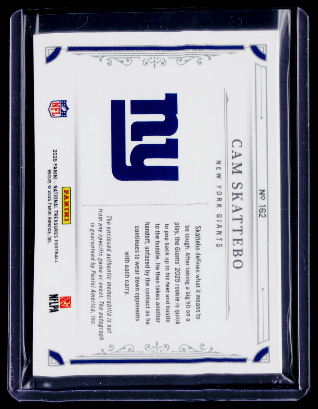 2025 National Treasures Cam Skattebo Rookie Patch Auto RPA 37/49 RC